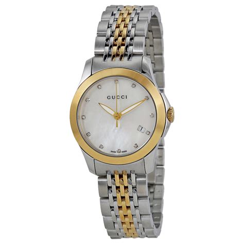 ladies two toned gucci quartz watch|Gucci g timeless bee watch.